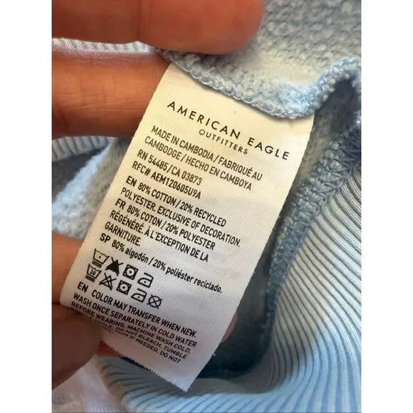 American Eagle Light Blue Nirvana Soft Lived In Graphic Pullover Hoodie Sz Small - Picture 4 of 7